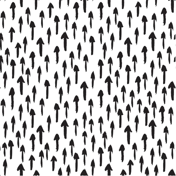 Seamless pattern with black and white ink painted arrows. — Stock Vector