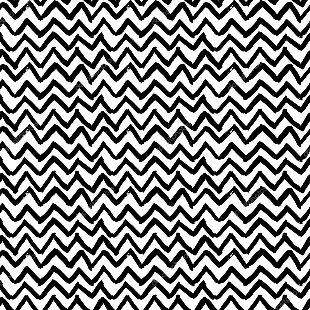 Vector seamless pattern. Abstract background with zigzag brush strokes. 