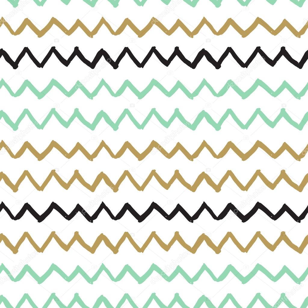 Vector seamless pattern. Abstract background with zigzag brush strokes.
