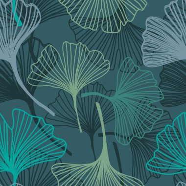 Ginkgo seamless modeli yumuşak renklerde.