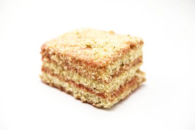 Dukan Diet. Carrot cake fresh delicious diet cake at Dukan Diet on a white background.