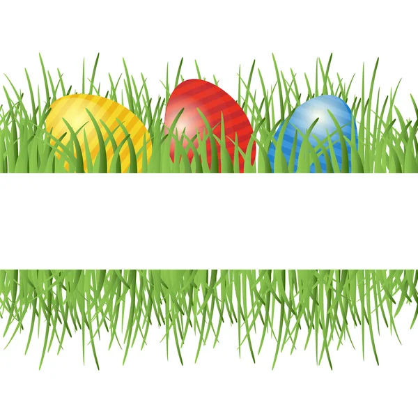 Easter background with eggs in grass — Stock Vector