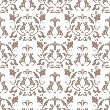 Beige and white damask seamless pattern