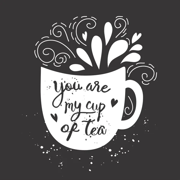 Carte de style vintage vectoriel avec silhouette tasse et texte -Vous êtes ma tasse de café — Image vectorielle