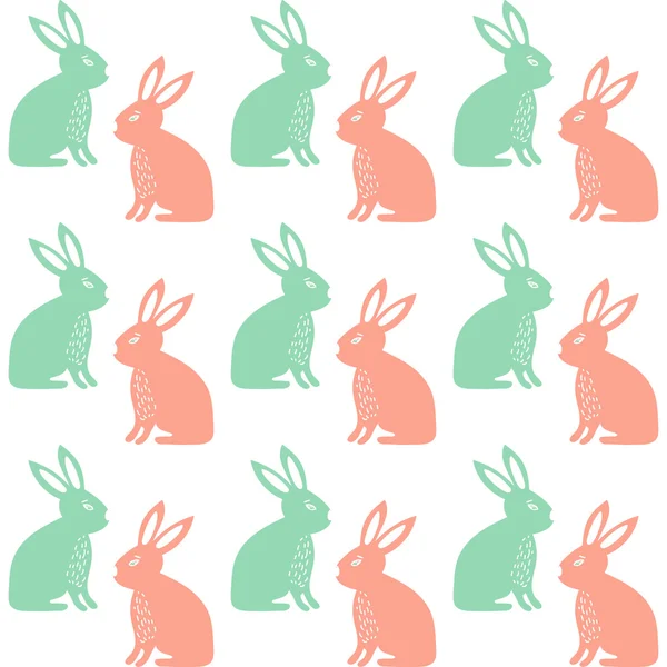 Easter Seamless pattern with cute rabbits — Stock Vector