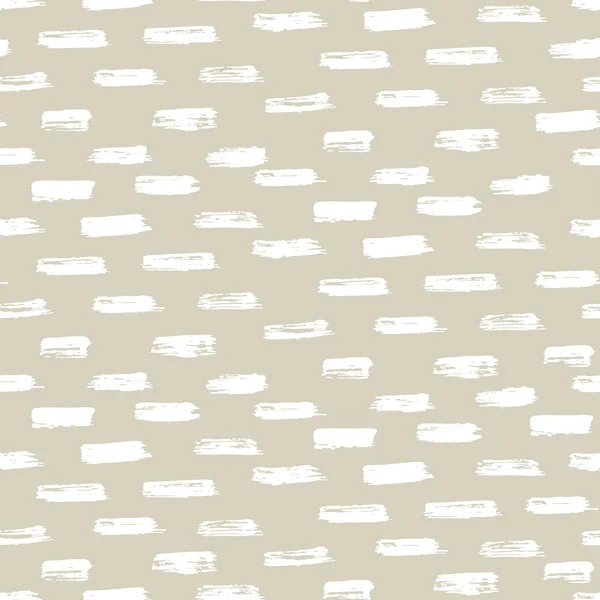 Seamless ink brush painted pattern with beige and white elements. — Stock Vector