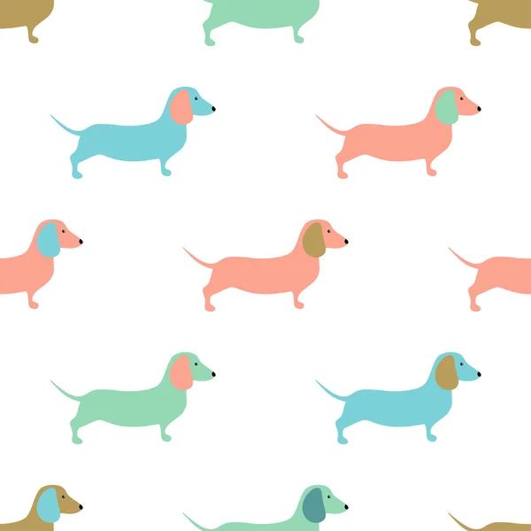 Modèle sans couture avec des chiens de teckel mignon. Illustration vectorielle . — Image vectorielle