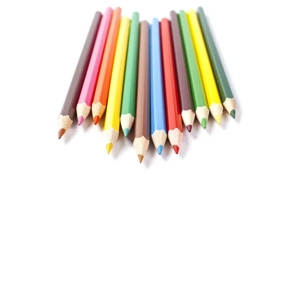 Colored pencils isolated on white background close up — Stock Photo, Image