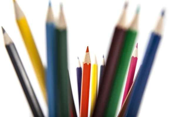 Кольорові олівці ізольовані на білому тлі крупним планом Ліцензійні Стокові Фото