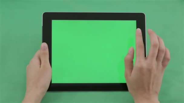 Touchscreen tablet gestures with chroma keys. — Stock Video