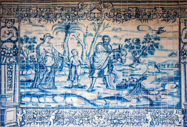 Традиционная Панель Голубой Плитки Покрывающая Стены Монастыря Собора Святой Марии — стоковое фото