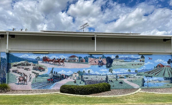 View Ambulance Station Heritage Mural Covering Side Wall Building Depicting — Stock Photo, Image