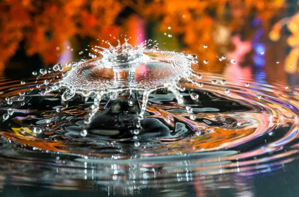 Korona Szczycie Parasola Kryształowej Kolizji Kropli Wody — Zdjęcie stockowe