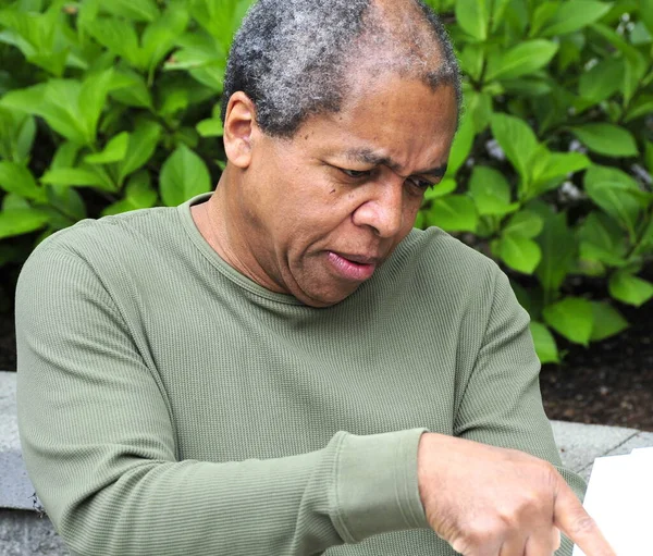 African American Male Senior Expressions Outdoors — Stock Photo, Image