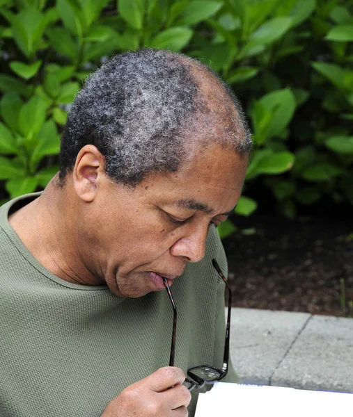 African American Male Senior Expressions Outdoors — Stock Photo, Image