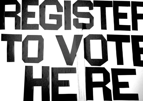 Registrati Votare Segno Visualizzato All Aperto — Foto Stock