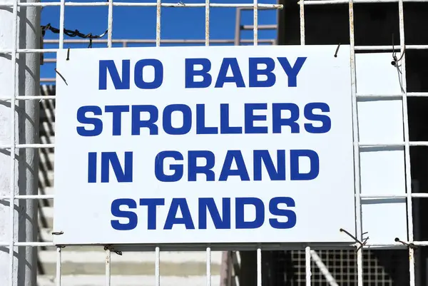 Baby Strollers Grand Stand Sign Displayed Outdoors — Stock Photo, Image