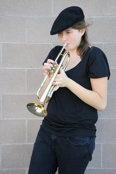 Jazz trumpet player. — Stock Photo, Image