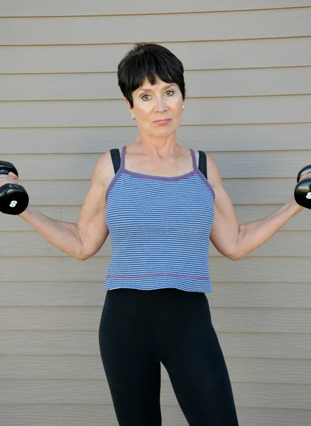 Female bar bell workout. — Stock Photo, Image