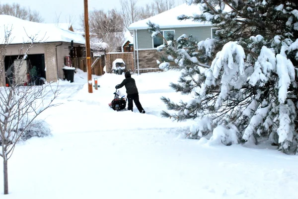 Limpiando nieve de invierno . — Foto de Stock