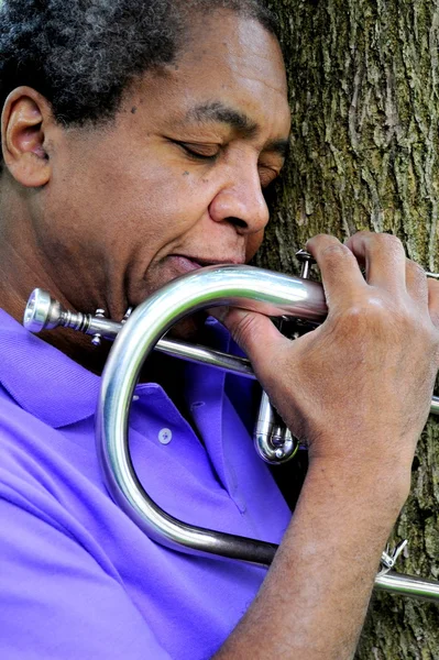 Músico de jazz afroamericano . —  Fotos de Stock