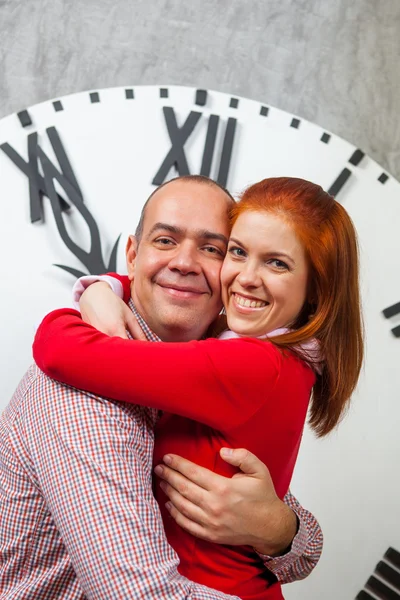 A man and a woman hugging happily — Stock Photo, Image