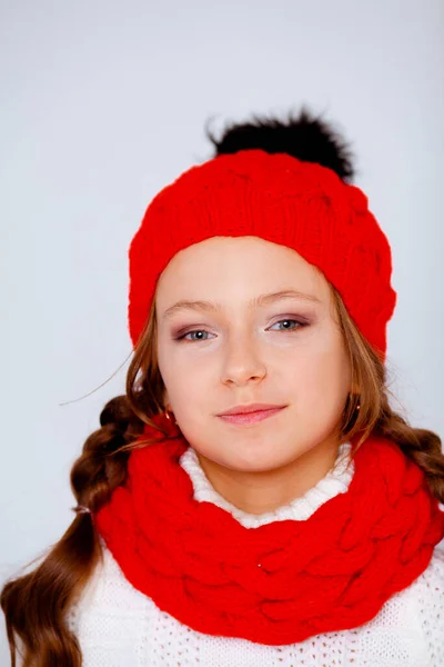 Klädd Varma Vinterkläder Flicka — Stockfoto