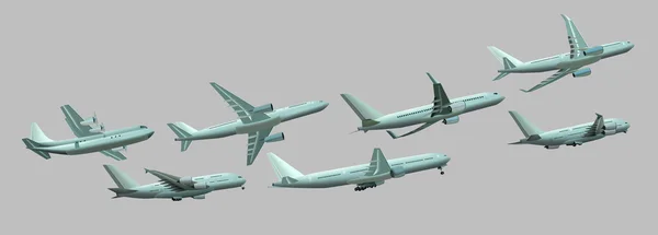 Different planes on a gray background — Stock Photo, Image