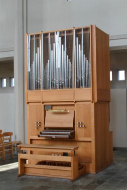 organ in the cathedral in Reykjavik city clipart