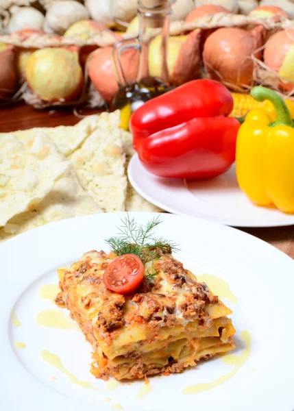 Italian lasagna on plate — Stock Photo, Image