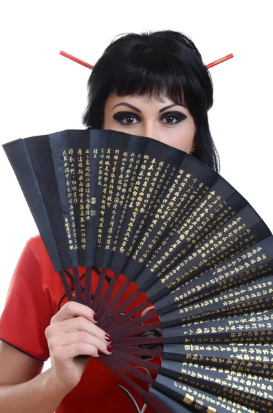 Fashion geisha anläggning fan — Stockfoto