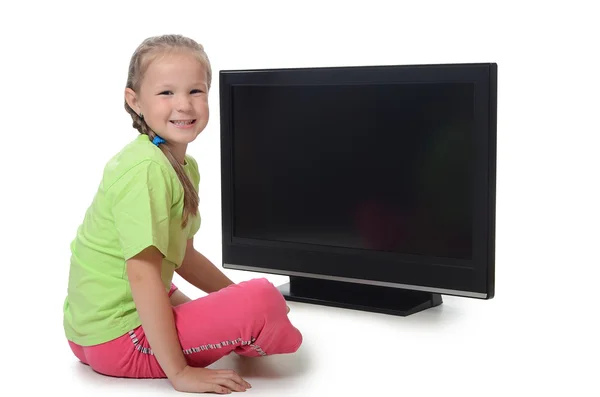 Lsd ile küçük kız tv — Stok fotoğraf