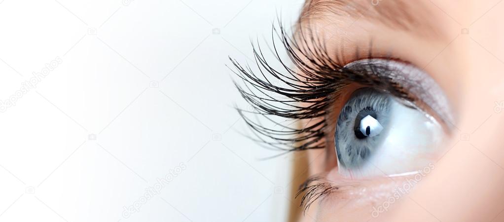 Female eye with long eyelashes