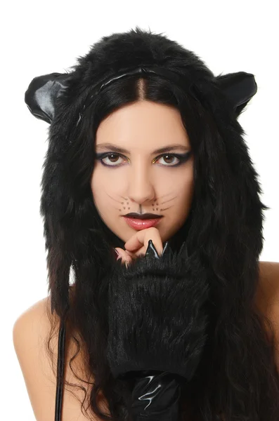 Kadın kedi kostüm — Stok fotoğraf