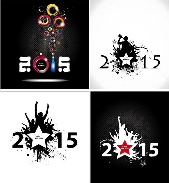 Nuevo año 2015 en fondo negro. Cartel abstracto — Vector de stock