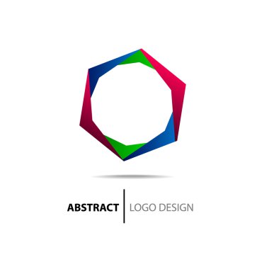 Soyut renkli polihedron. Logo şablonu.