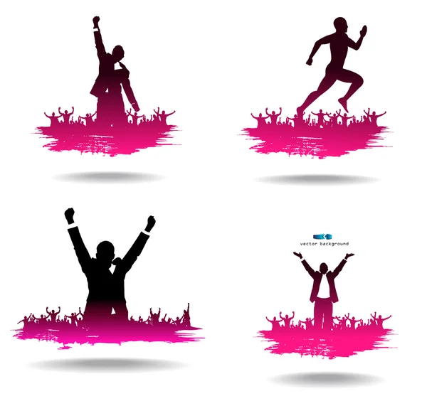 Advertising banners from silhouettes of happy people — Stock Vector