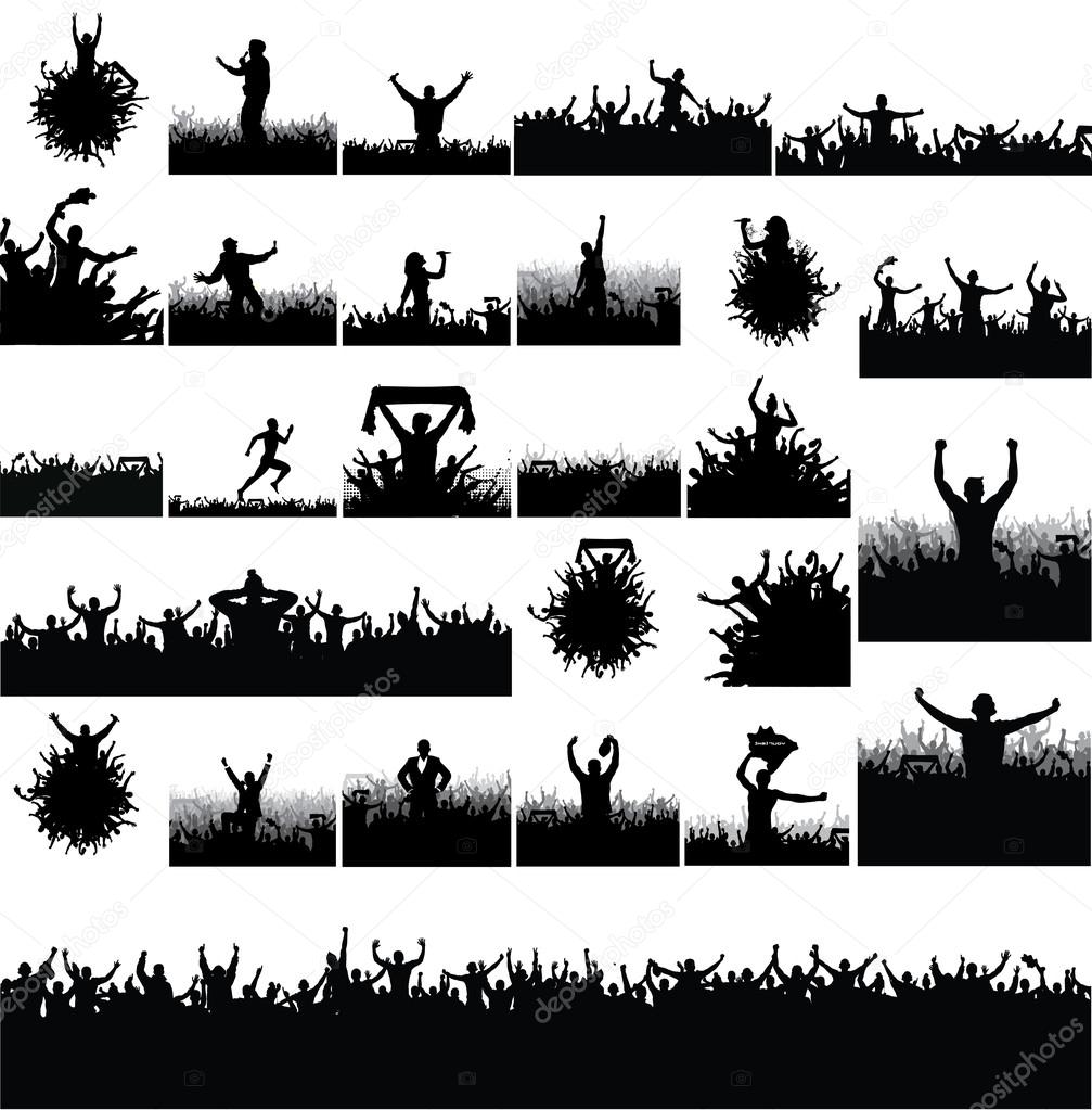 Collection of advertising posters from people silhouettes.