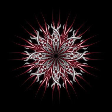 Mandala gümüş ve kırmızı