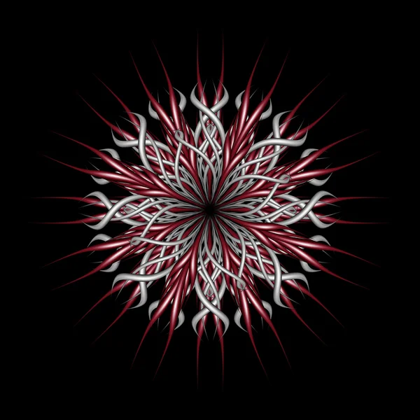 Mandala gümüş ve kırmızı