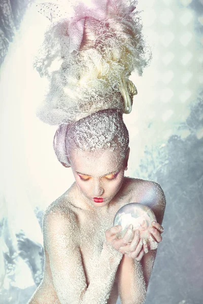 Woman Hair Snow — Stock Photo, Image