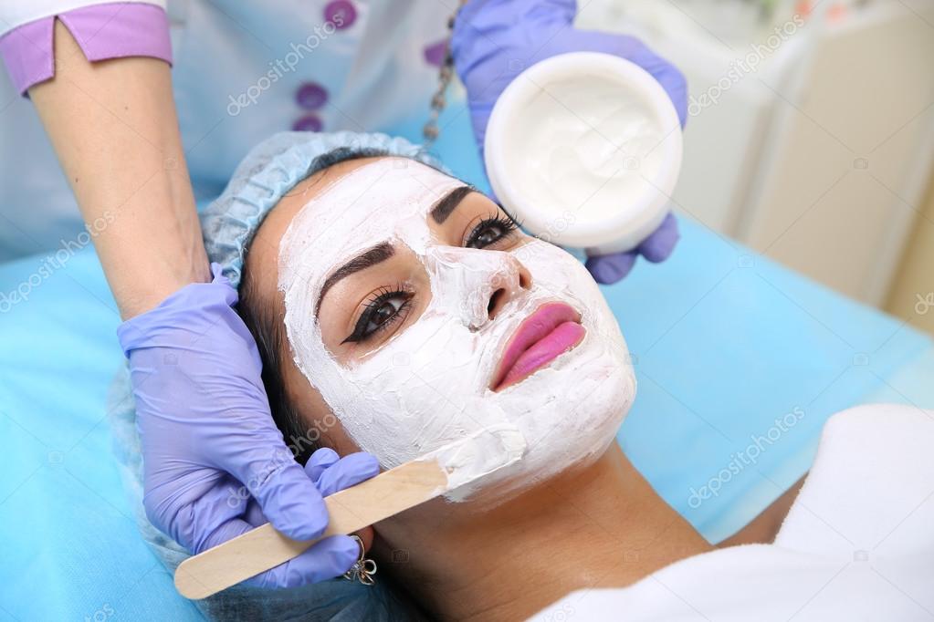 Applying a mask in the spa salon