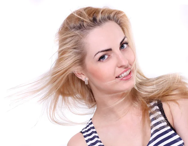 Beautiful woman with long straight blond hair — Stock Photo, Image