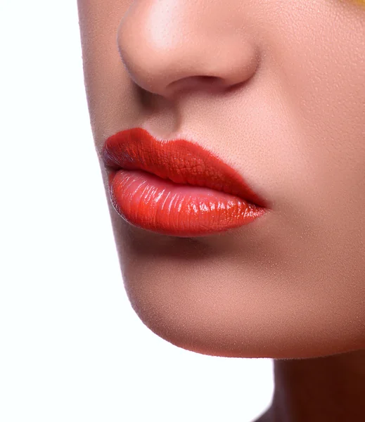 Red Sexy Lips and Nails closeup — Stock Photo, Image