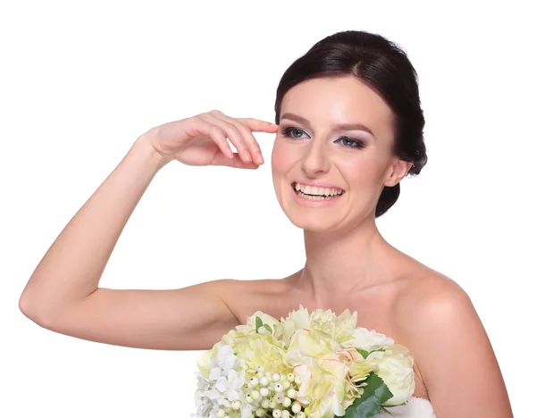 Retrato de uma jovem noiva bonita . — Fotografia de Stock