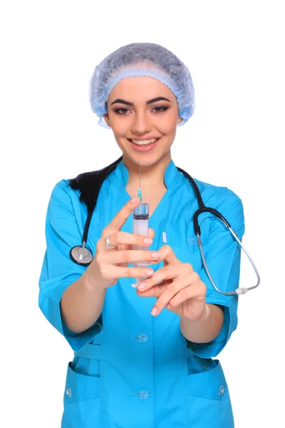 Medical doctor with syringe Royalty Free Stock Images