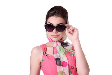 seksi kızla Pinup: pembe çanta.