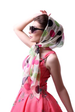 seksi kızla Pinup: pembe çanta.