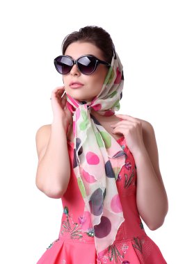 seksi kızla Pinup: pembe çanta.