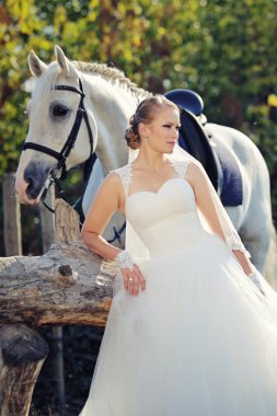 Düğün. Gelin ve beyaz at